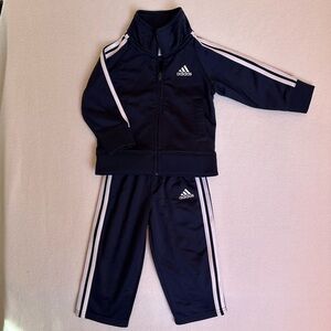 Adidas Toddler Tracksuit – 12M | Navy | Classic Three Stripes & Big Back Logo